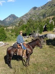 Steven and his hores Canela on a ride in NP huerquehue, Chile